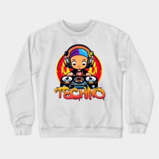 Groove Master: Colorful Cartoon DJ Turntable Crewneck Sweatshirt